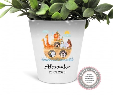 Spardose Tasse Becher Blumentopf - Vase Arche personalisiert mit Name Taufe Geburt Kommunion Konfirmation Firmung Einschulung Geburtstag von Lüttentüddel®
